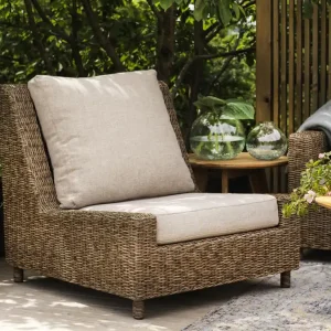 Echt Lounge Sessel Garten Sandkorn Polyrattan incl. Sitzkissen und Rückenkissen
