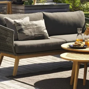 3 Sitzer Lounge Gartenbank Sofa Kenton Polyrattan Teakholz incl. Polster Angebot