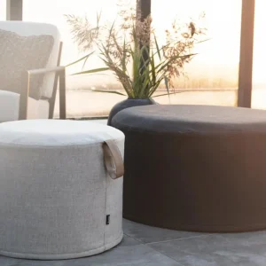 Sonderangebot Outdoor Sitzhocker Kotte schwarz Pouf Ø 80 cm rund
