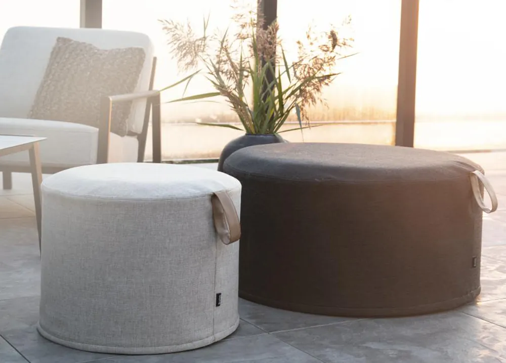 Sonderangebot Outdoor Sitzhocker Kotte schwarz Pouf Ø 80 cm rund