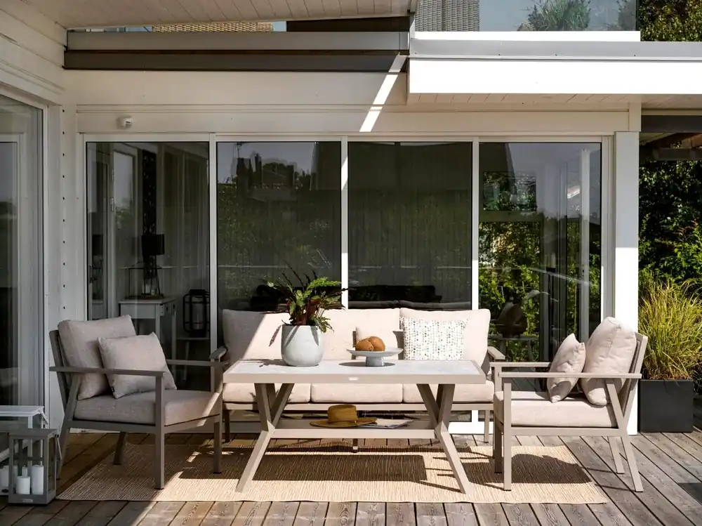 Billig Lounge Gartengruppe Samvaro beige inkl. Sitz- und Rückenkissen