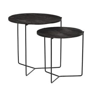 Sonderangebot 2er Set Bestelltisch Mason Metall Mangoholz schwarz Anstelltisch Tischset