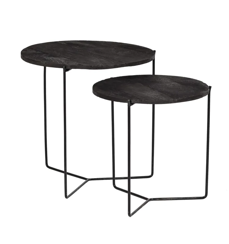 Sonderangebot 2er Set Bestelltisch Mason Metall Mangoholz schwarz Anstelltisch Tischset