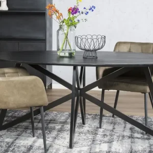 Esstisch Oslo oval 200 x 100 cm Akazie schwarz Super-Preis