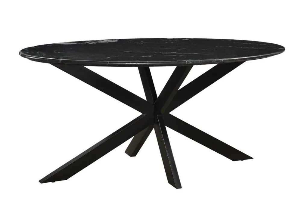 Marmor Esstisch oval 180 x 90 cm Marmorplatte schwarz Markenprodukt