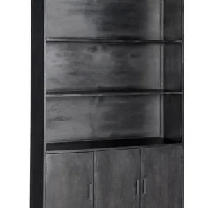 Angebot Schrank Kala H 200 cm Bücherschrank Mangoholz schwarz