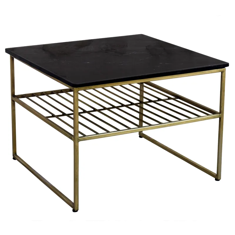 Couchtisch Dian Marble 55 x 55 cm Metall Gold Marmor schwarz Markenprodukt