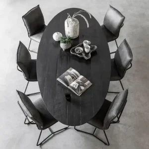 Esstisch Timeless oval 200 x 100 cm Teakholz schwarz Knallerangebot