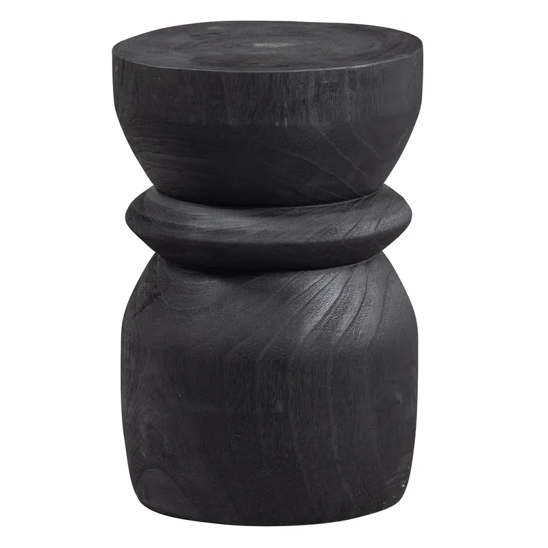 Solange Der Vorrat Reicht Woood 2er Set Hocker Bikkel Ø 28 cm Paulownien Holz schwarz Holzhocker