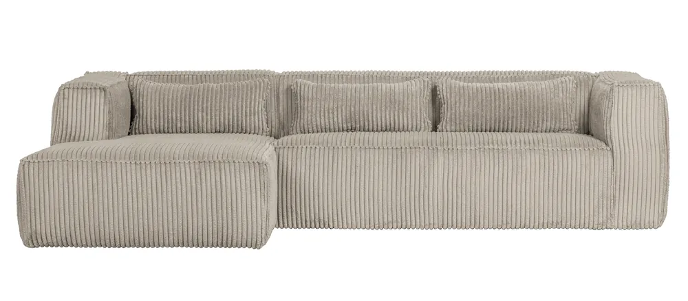 Ecksofa BEAN Rib Cord natural Longchair links Expressversand