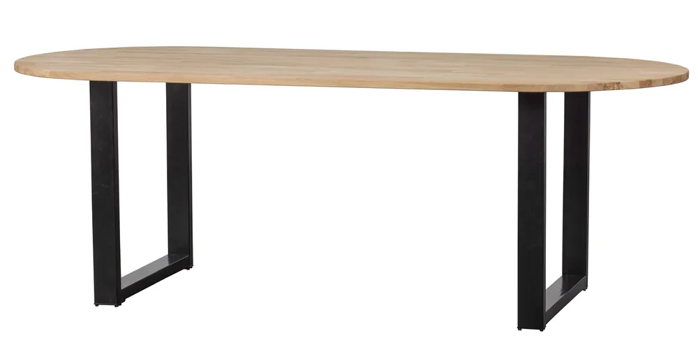 Online Kaufen Esstisch 220 x 90 cm oval Eiche Metall U-Beine Tisch