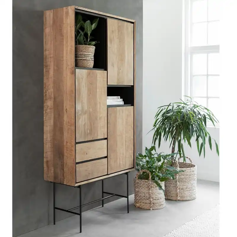 Neuheit Highboard Schrank Metropole II H 210 cm Teakholz
