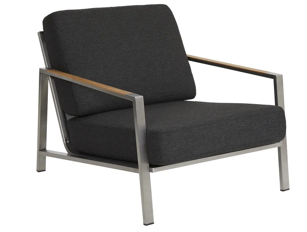 Sonderaktion Lounge Garten Sessel NAOS Armlehne Edelstahl Polsterung schwarz
