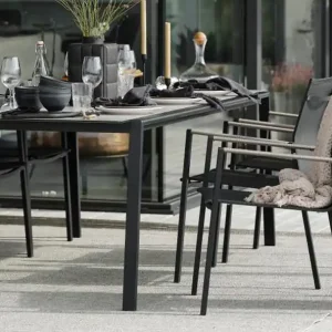 Gartensessel Lyra Edelstahl schwarz Stapelstuhl Dinnerstuhl Bestseller