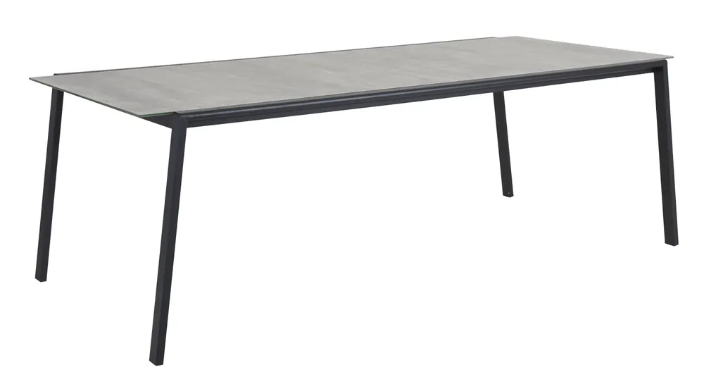 Gartentisch Lyra 220 x 100 cm Esstisch Edelstahl Glasplatte Betondruck Super-Preis