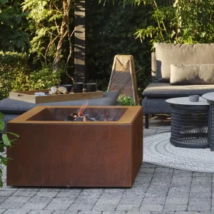 Must-Have Feuerstelle Feuerschale mit Grilleinsatz Corten Stahl 80 x 80 cm