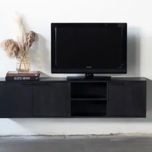 TV Möbel hängend DARK 160 cm Mangoholz schwarz Ausverkauf