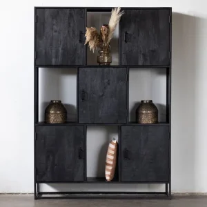Industrie Regal JOHN 150 cm Mango Massivholz schwarz Bücherregal Versand Am Gleichen Tag