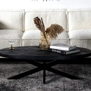 Preiswert Couchtisch MADISON oval 130 x 70 cm Mangoholz schwarz