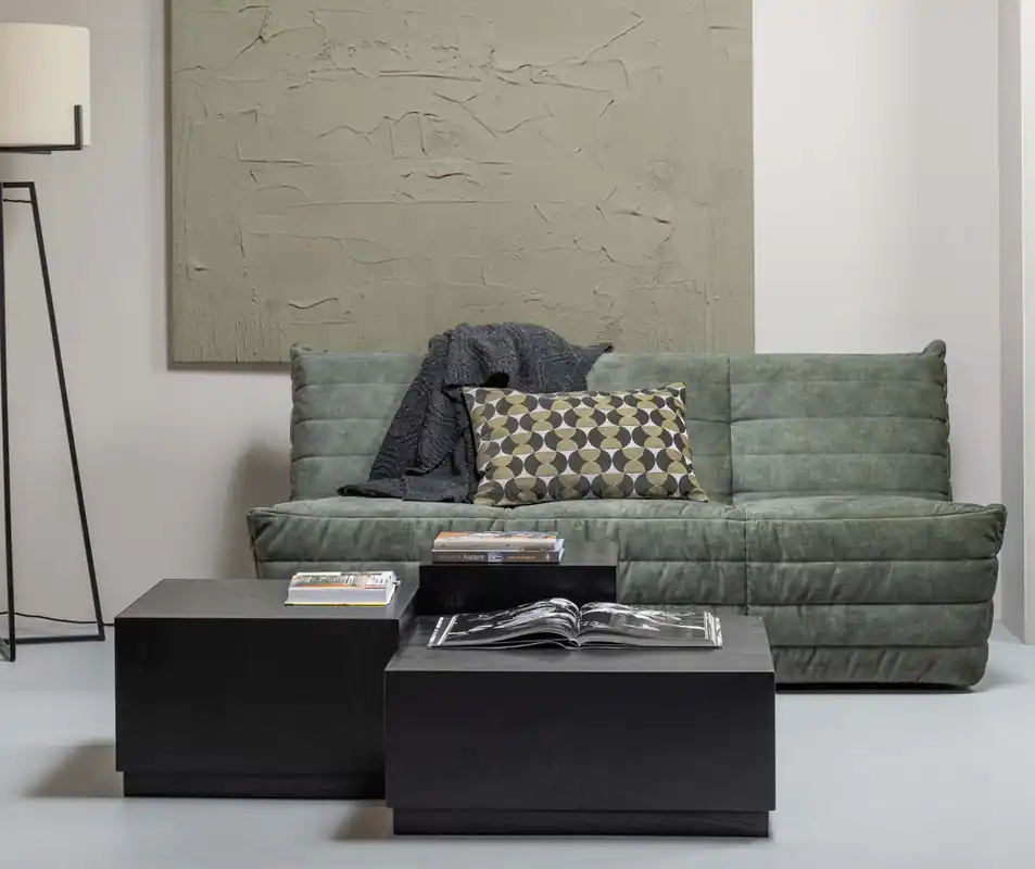 Saisonangebot 3er Set Couchtisch Pim Eschenholz MDF schwarz