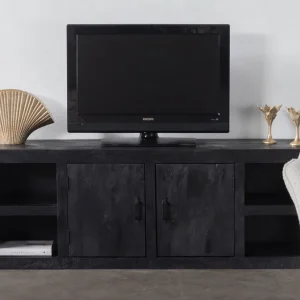 TV Board XAVER 180 cm Mango Massivholz schwarz Lowboard Letzte Chance