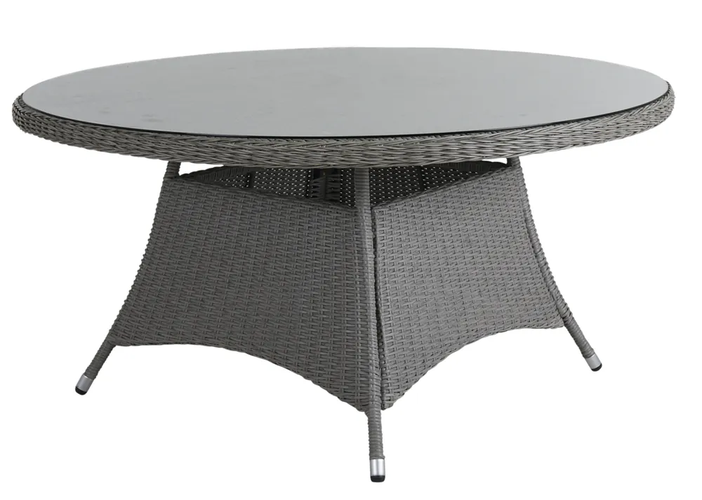 Gartentisch Hornbrook rund Ø 150 cm Kunstrattan Glasplatte Jetzt Kaufen