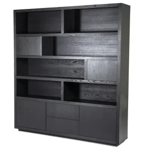 Schrank Bücherschrank Helsinki B 200 cm schwarz Eiche Neu Im Sortiment