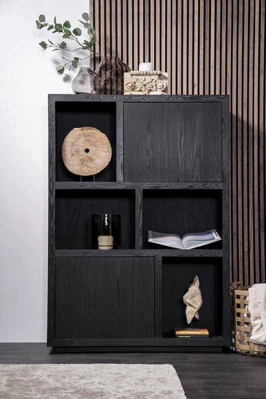 Schrank Bücherschrank Helsinki H 170 cm Eiche schwarz Finale Aktion