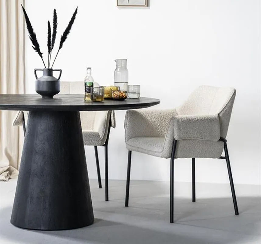 Markenware Esstisch Aron rund Ø 130 cm Mango Holz schwarz