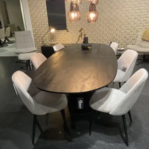Esstisch Aron 250 x 110 cm oval Mango Holz schwarz Neu Im Sortiment