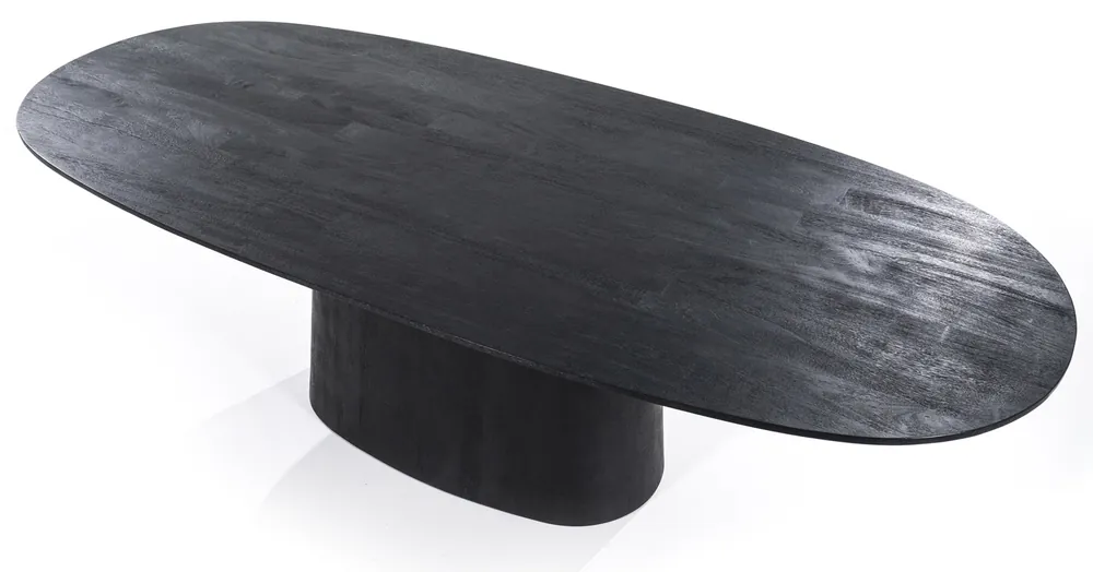 Esstisch Aron 200 x 110 cm oval Mango Holz schwarz Top-Angebot