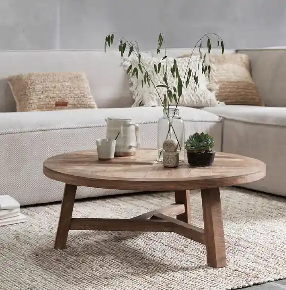 Couchtisch Monastery rund Ø 90 cm recyceltes Teakholz Neu Im Sortiment