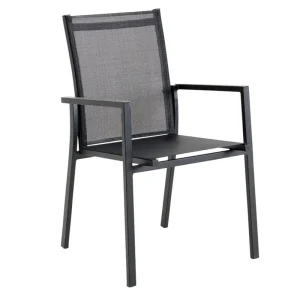 Begrenztes Angebot 6´er Set Gartenstuhl stapelbar Textilene schwarz Aluminium