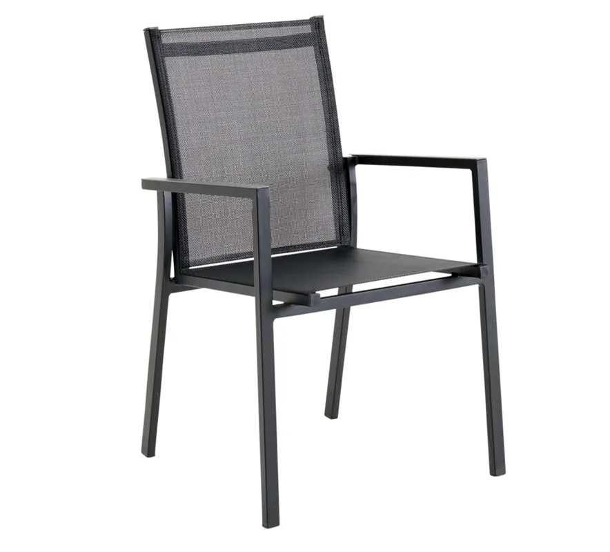 Begrenztes Angebot 6´er Set Gartenstuhl stapelbar Textilene schwarz Aluminium