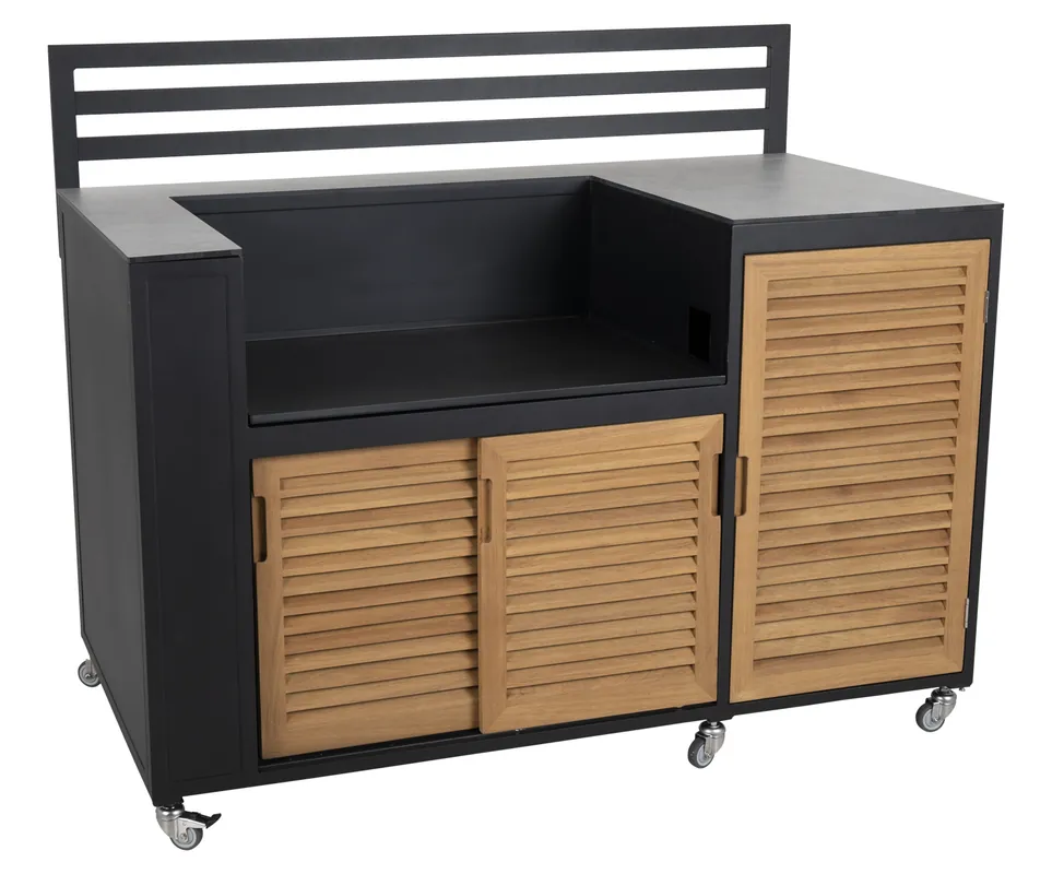 Fornax Garten Outdoor Küche Element GRILLEINSATZ Alu Teakholz Billig