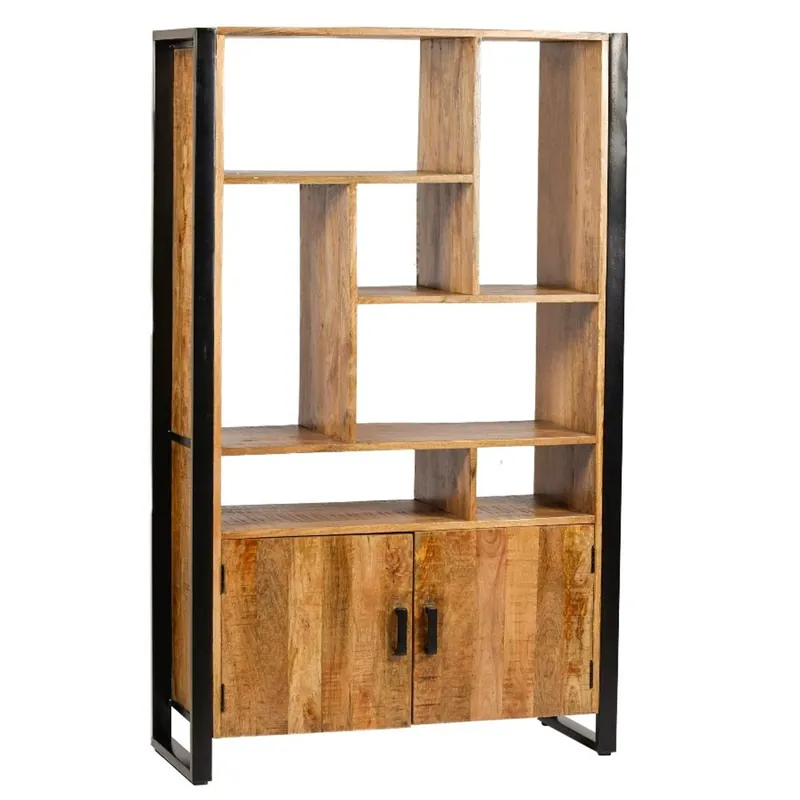 Top-Preis Schank Regal mit Türen Nairobi B 110 cm Mangoholz massiv Bücherschrank