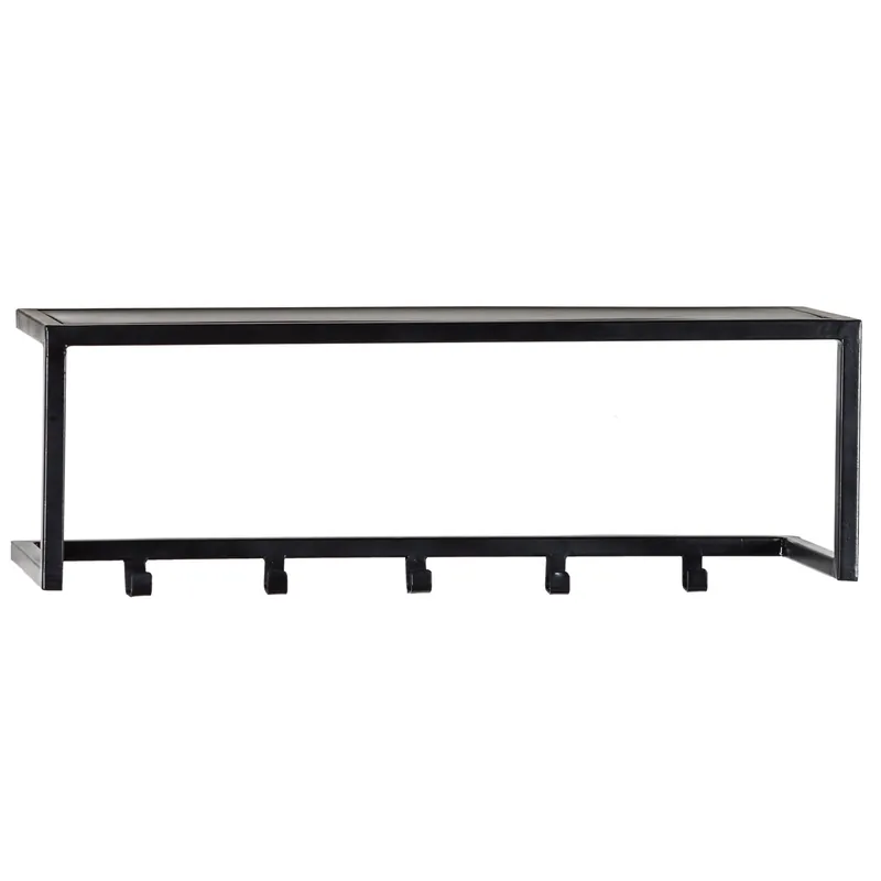 Neue Ware Wandgarderobe Abby B 78 cm Mango massiv Metall schwarz 5 Haken Ablage Garderobe