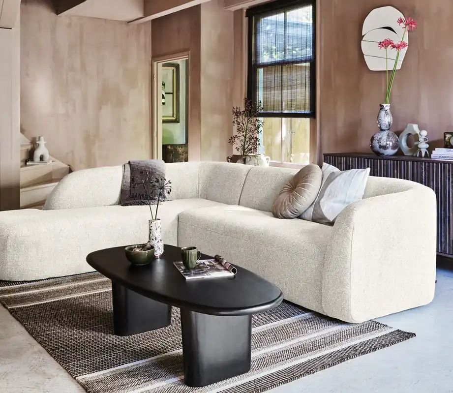 Rabatt Ecksofa Sloping Chenille pearl Longchair rechts
