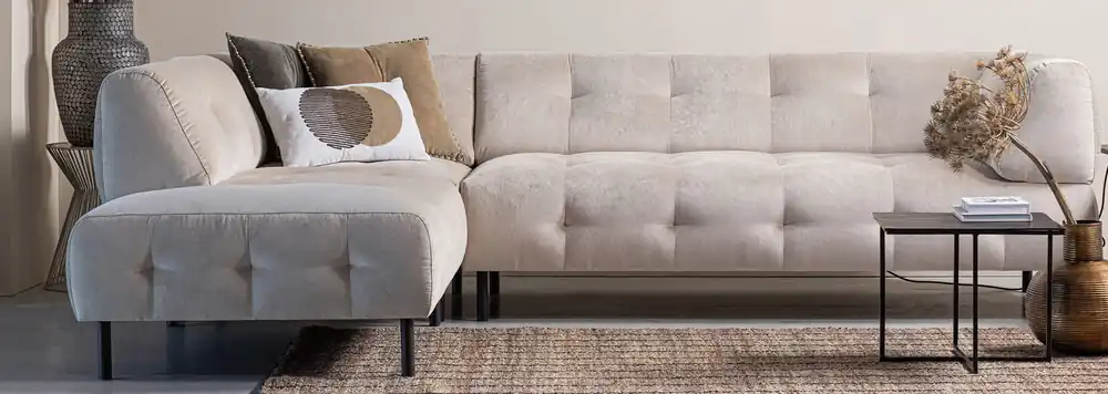 woood Lloyd Ecksofa links washed Velvet Samt Sand Geprüft