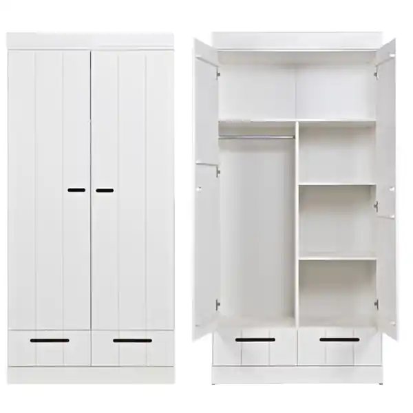 woood Kleiderschrank System CONNECT BASIC Kiefer 2 Türen + Schubladen Neue Kollektion