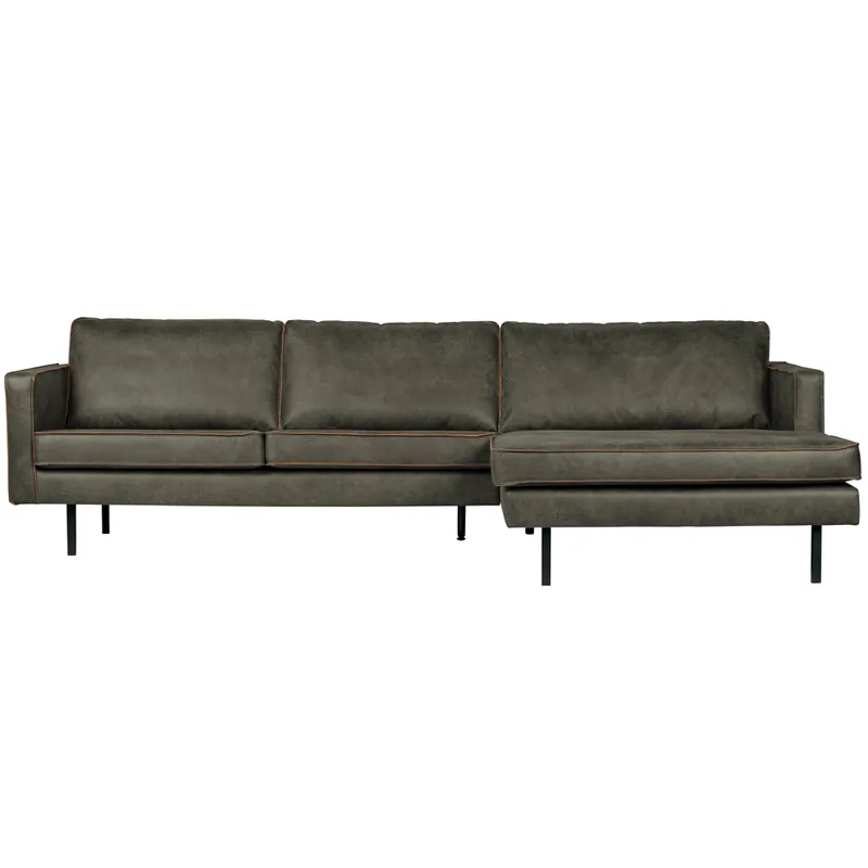 Echt Eckgarnitur Rodeo Leder armygrün Couch Sofa Ecksofa Longchair Rechts