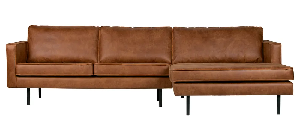Schnäppchen Ecksofa Rodeo recyceltes Leder Cognac Longchair rechts