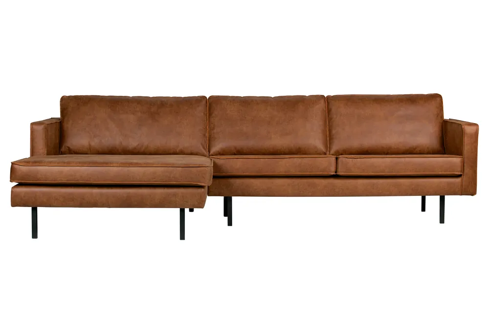 Ecksofa Rodeo recyceltes Leder Cognac Recamiere links Expressversand