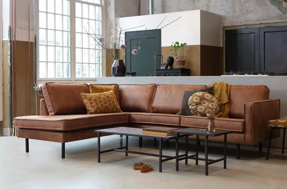 Ecksofa Rodeo recyceltes Leder Cognac Preisknaller