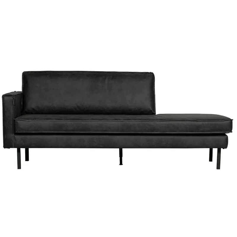 Sofa Chaiselongue RODEO recyceltes Leder schwarz Solange Der Vorrat Reicht