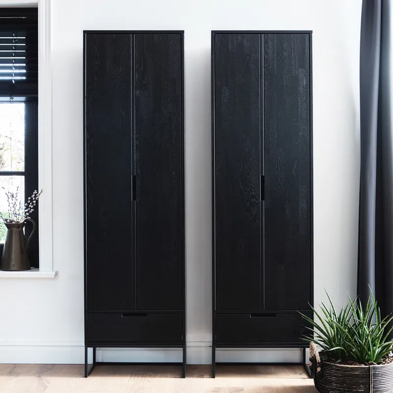 Hochschrank Schrank Silas H 210 cm Eiche schwarz Neuheit