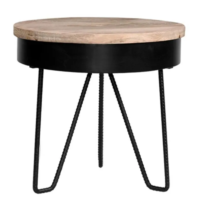 Couchtisch MORAN schwarz Ø 44 cm Mango Holz Direktkauf