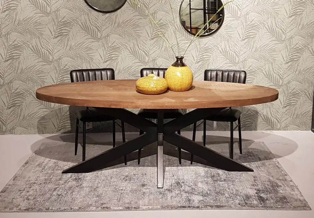 Esstisch oval 240 x 110 cm Mango Holz Echt