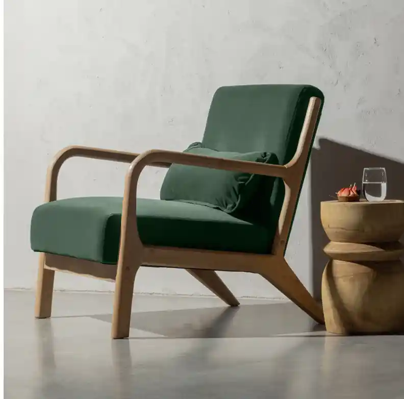 woood Lounge Sessel Mark Samt grün Versand Am Gleichen Tag