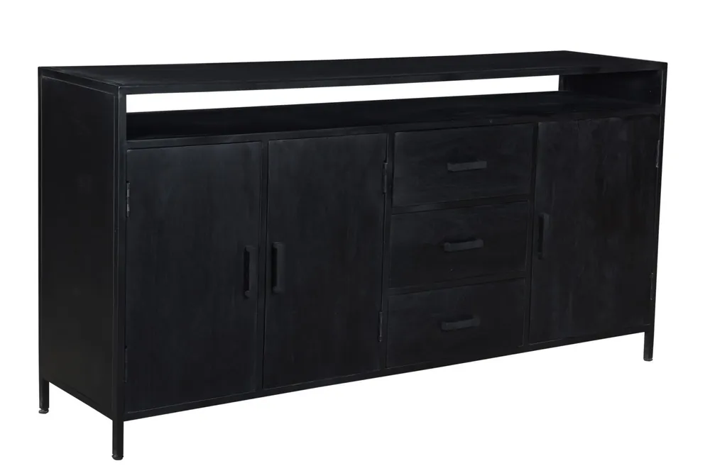 Rabatt Kommode Sideboard Kala 150 cm Mango Holz schwarz